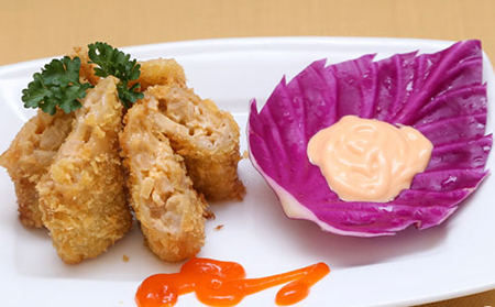 Các bước làm món Chả giò trái cây cha gio thien chay b Các bước làm món Chả giò trái cây