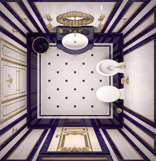 phong tam dep voi thiet ke co dien sang trong 02 Thiết kế phòng tắm đẹp sang trọng với phong cách Hoàng gia