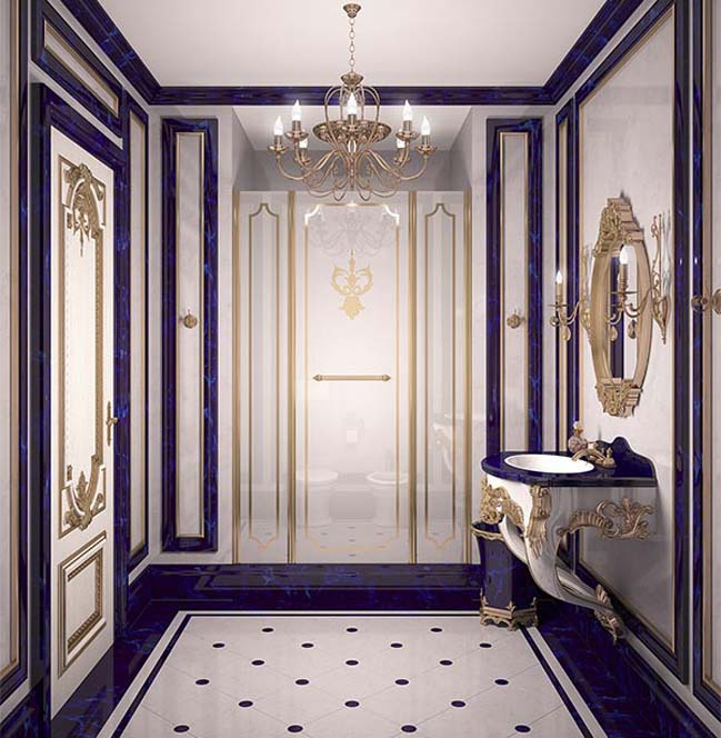 phong tam dep voi thiet ke co dien sang trong 05 Thiết kế phòng tắm đẹp sang trọng với phong cách Hoàng gia