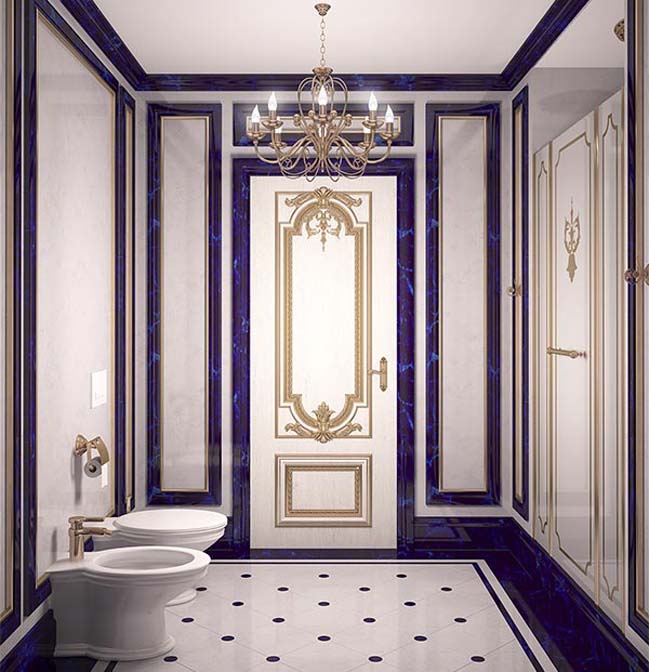 phong tam dep voi thiet ke co dien sang trong 06 Thiết kế phòng tắm đẹp sang trọng với phong cách Hoàng gia