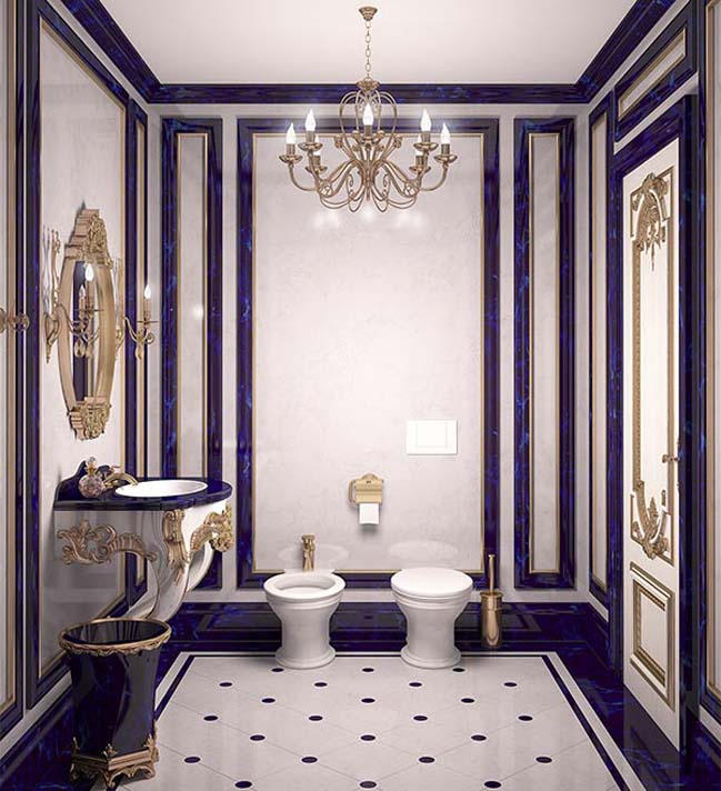 phong tam dep voi thiet ke co dien sang trong 07 Thiết kế phòng tắm đẹp sang trọng với phong cách Hoàng gia
