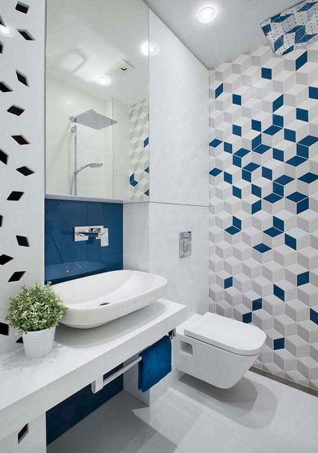 phong tam dep voi tong mau xanh va trang 13 Mẫu thiết kế phòng tắm đẹp với tông màu xanh và trắng